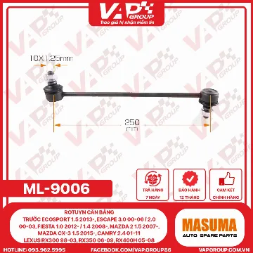 Rotuyn Cân Bằng Trước Ecosport 1.5 2013-, Escape 3.0 00-06 / 2.0 00-03, Fiesta 1.0 2012- / 1.4 2008-, Mazda 2 1.5 2007-, Mazda Cx-3 1.5 2015-, Camry 2.4 01-11, Lexus Rx300 98-03, Rx350 06-09, Rx400H 05-08