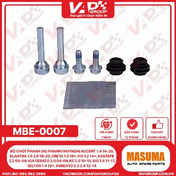 Bộ Chốt Phanh (Ắc Phanh) Huyndai Accent 1.4 14-20, Elantra 1.6 2.0 18-20, Creta 1.5 19+, I10 1.2 14+, Santafe 2.2 05-09; Kia Cerato 2.0 04-09, k5 2.0 10-15, Rio 1.4 11-17, Seltos 1.4 19+, Sorento 2.2 2.4 12-14