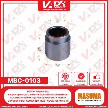 Piston Phanh Sau Nissan Qashqai 2.0 08-14 MURANO 2.5 3.5 RENAULT KOLEOS INFINITI M35/37 Q50/70 QX60 JX HONDA ODYSSEY PILOT ACURA ZDX MDX - Ngoài 42.7 Cao 45