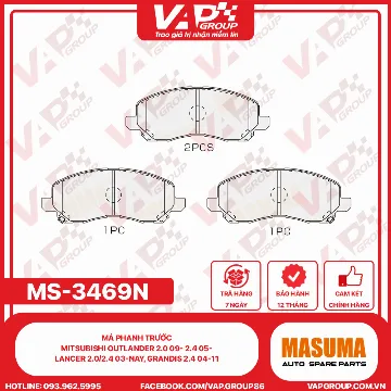 Má Phanh Trước Mitsubishi Outlander 2.0 09- 2.4 05-,Lancer 2.0/2.4 03-Nay, Grandis 2.4 04-11