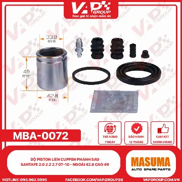 Bộ Piston Liền Cuppen Phanh Sau Santafe 2.0 2.2 2.7 07-10 - Ngoài 42.8 Cao 49