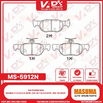 Má Phanh Sau Mazda 3 1.5 2.0 2.5 2018-, Cx-30 1.8 2.0 2019-, Mx-30 2020-