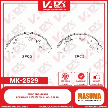 Guốc Phanh Sau Fortuner 2.5/2.7/3.0/4.0L 05- 2.4L 15-