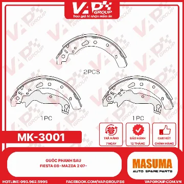 Guốc Phanh Sau Fiesta 08- Mazda 2 07-