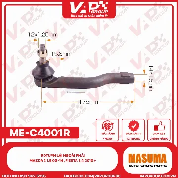 Rotuyn lái ngoài phải mazda 2 1.5 08-14 , Fiesta 1.4 2010+