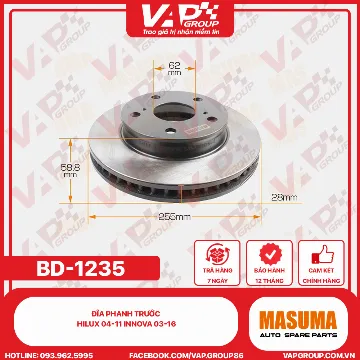 Đĩa Phanh Trước Hilux 04-11 Innova 03-16