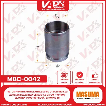 Piston Phanh Sau NISSAN BLUEBIRD U13 CEFIRO A32 A33 MAXIMA A32 Kia Cerato 1.6 04-09, Hyundai Elantra 1.6 00-06 -Ngoài 33.9 Cao 48