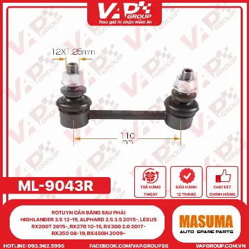 Rotuyn Cân Bằng Sau Phải Highlander 3.5 13-19, Alphard 2.5 3.5 2015-, Lexus Rx200T 2015-, Rx270 10-15, Rx300 2.0 2017-, Rx350 08-19, Rx450H 2009-