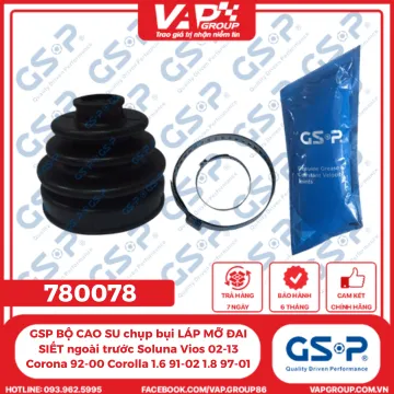 GSP BỘ CAO SU chụp bụi LÁP MỠ ĐAI SIẾT ngoài trước Soluna Vios 02-13 Corona 92-00 Corolla 1.6 91-02 1.8 97-01