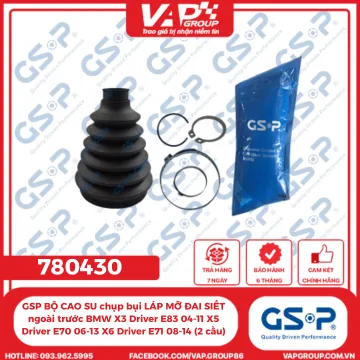 GSP BỘ CAO SU chụp bụi LÁP MỠ ĐAI SIẾT ngoài trước BMW X3 Driver E83 04-11 X5 Driver E70 06-13 X6 Driver E71 08-14 (2 cầu)