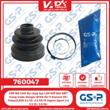 GSP BỘ CAO SU chụp bụi LÁP MỠ ĐAI SIẾT trong trước Ranger BT50 02-11 Everest 03+ Triton/L200 2.4 15+ 2.5 05-15 Pajero Sport 2.4 2.5 15+ 3.0 18+