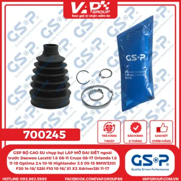 GSP BỘ CAO SU chụp bụi LÁP MỠ ĐAI SIẾT ngoài trước Daewoo Lacetti 1.6 08-11 Cruze 08-17 Orlando 1.8 11-18 Optima 2.4 10-16 Highlander 3.5 05-15 BMW320i F30 14-18/ 528i F10 10-16/ X1 X3 Xdriver28i 11-17
