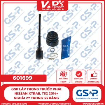 GSP Láp Trong Trước Phải Nissan Xtrail T32 2014+ Ngoài 27 Trong 33 Răng
