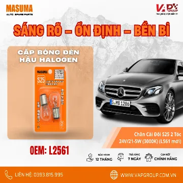 Cặp Bóng Đèn Hậu Halogen Chân Cài Đôi S25 2 Tóc 24V/21-5W (3000K) (L561 Mới)