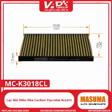 Lọc Gió Điều Hòa Cacbon Hyundai Accent 11-17, I20 14-20, Tucson 2.0 04-15, Veloster 1.6 11+, Kia Carens 06-12, Cerato Forte 08-13, Rio 15-17, Soluto 18+, Sportage 2.0 10-15